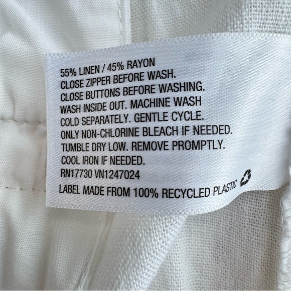 A NEW DAY Tailored Linen Blend Short 2 White High Rise Pleated Summer Neutral - Picture 11 of 12